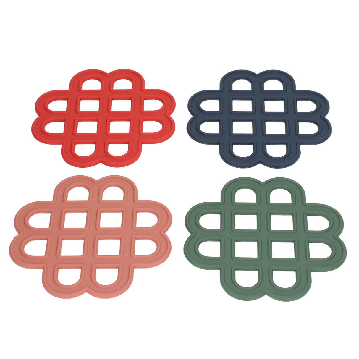 4Pcs Silicone Trivet Pad Hollow Heat Resistant Slip Resistant China Knotted Trivet Pot Mat for Kitchen Table