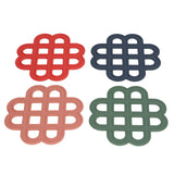 4Pcs Silicone Trivet Pad Hollow Heat Resistant Slip Resistant China Knotted Trivet Pot Mat for Kitchen Table