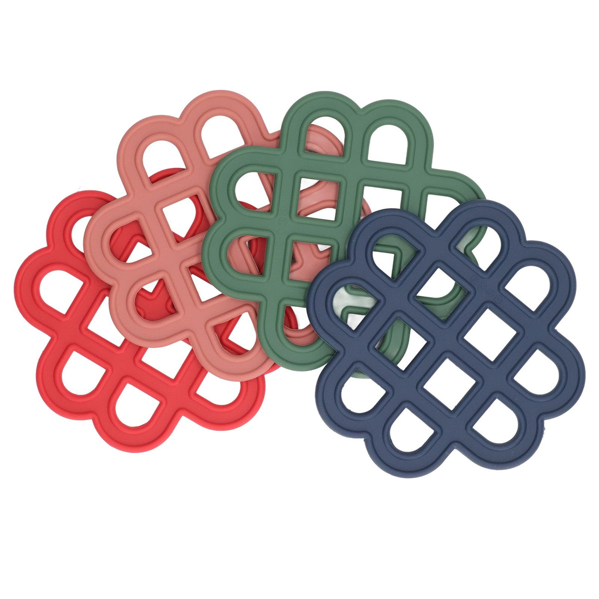 4Pcs Silicone Trivet Pad Hollow Heat Resistant Slip Resistant China Knotted Trivet Pot Mat for Kitchen Table