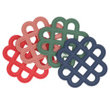 4Pcs Silicone Trivet Pad Hollow Heat Resistant Slip Resistant China Knotted Trivet Pot Mat for Kitchen Table