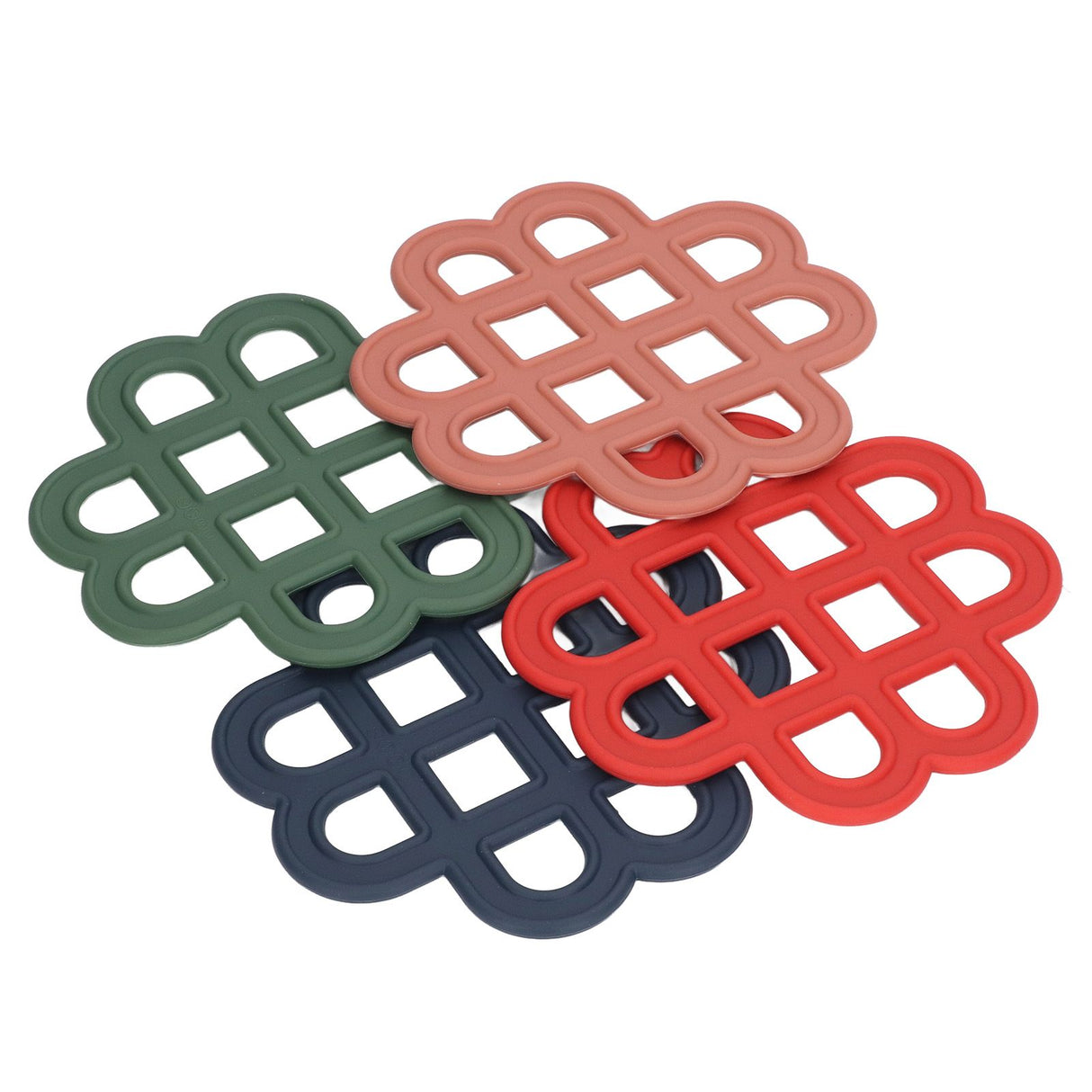 4Pcs Silicone Trivet Pad Hollow Heat Resistant Slip Resistant China Knotted Trivet Pot Mat for Kitchen Table