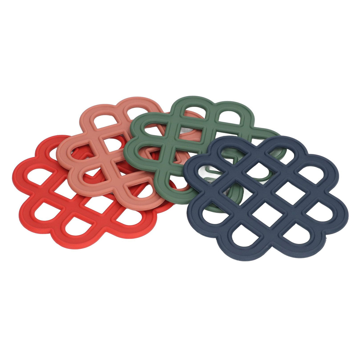 4Pcs Silicone Trivet Pad Hollow Heat Resistant Slip Resistant China Knotted Trivet Pot Mat for Kitchen Table