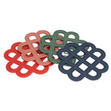 4Pcs Silicone Trivet Pad Hollow Heat Resistant Slip Resistant China Knotted Trivet Pot Mat for Kitchen Table - Low Angle
