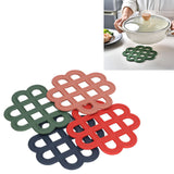 4Pcs Silicone Trivet Pad Hollow Heat Resistant Slip Resistant China Knotted Trivet Pot Mat for Kitchen Table