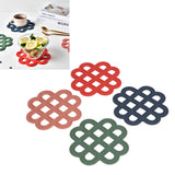 4Pcs Silicone Trivet Pad Hollow Heat Resistant Slip Resistant China Knotted Trivet Pot Mat for Kitchen Table