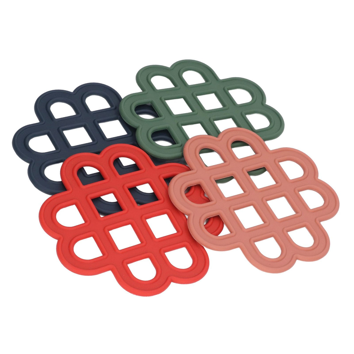 4Pcs Silicone Trivet Pad Hollow Heat Resistant Slip Resistant China Knotted Trivet Pot Mat for Kitchen Table