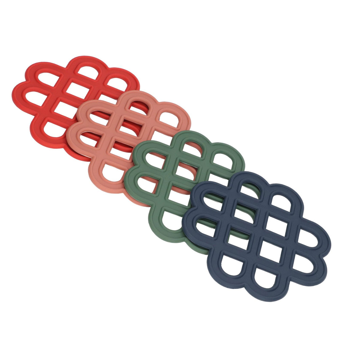4Pcs Silicone Trivet Pad Hollow Heat Resistant Slip Resistant China Knotted Trivet Pot Mat for Kitchen Table