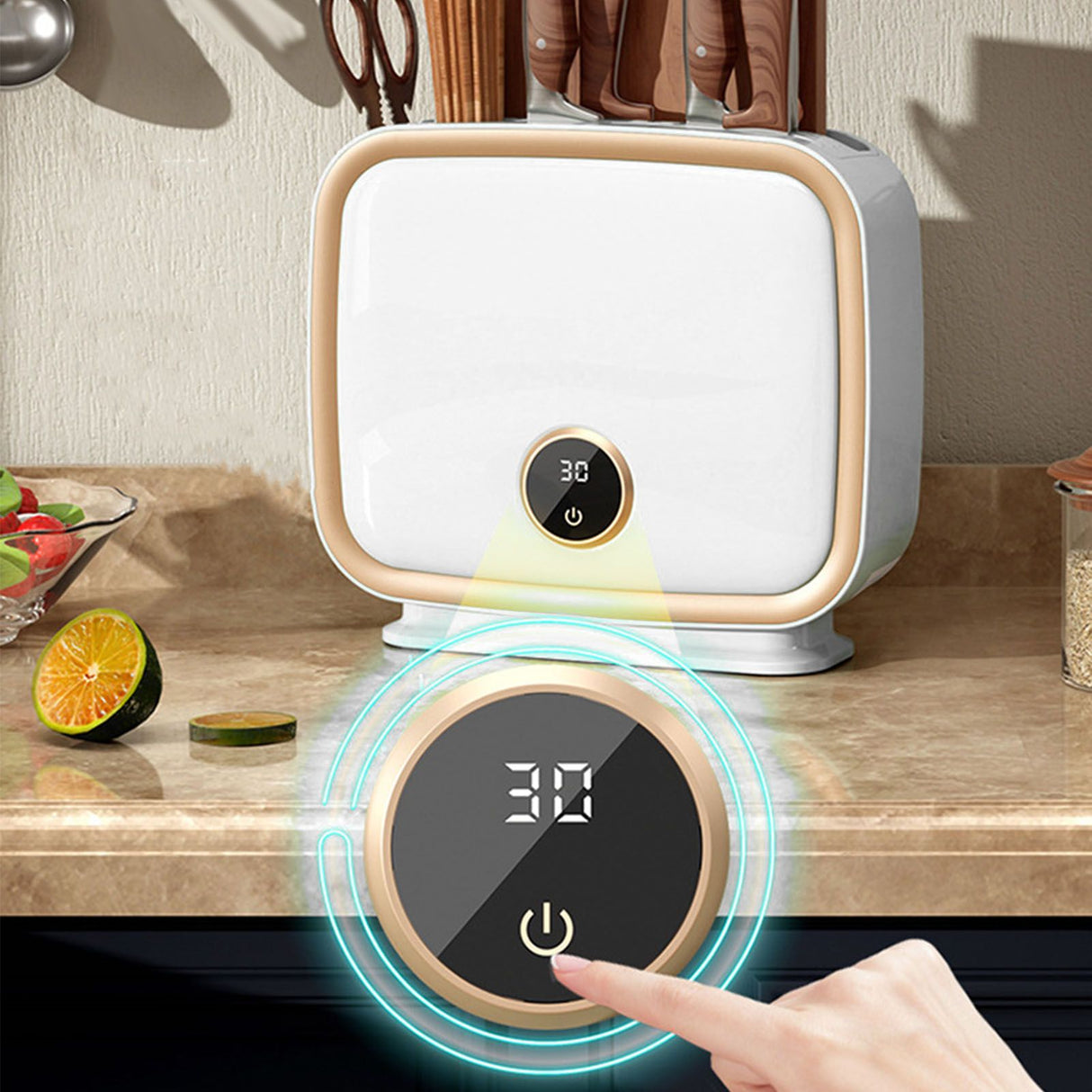 Wall Mounted Knife Holder Utensil Drying Rack Hot Air Circulation Knife Chopping Board Tableware Stand CN Plug 220V