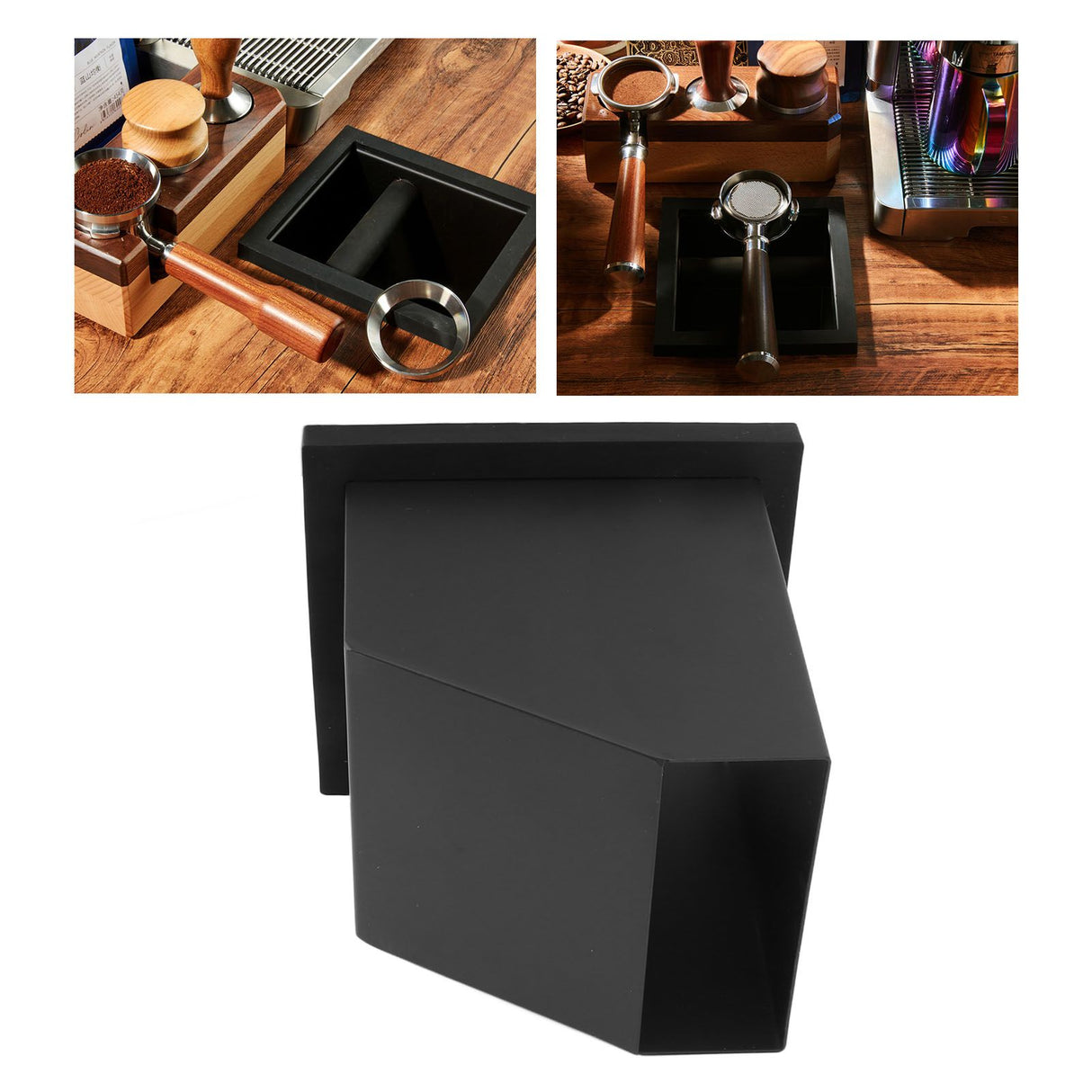 Coffee Knock Box Embedded Bottomless Coffee Knocking Slag Bucket Cafe Bar Powder Grounds Box Black
