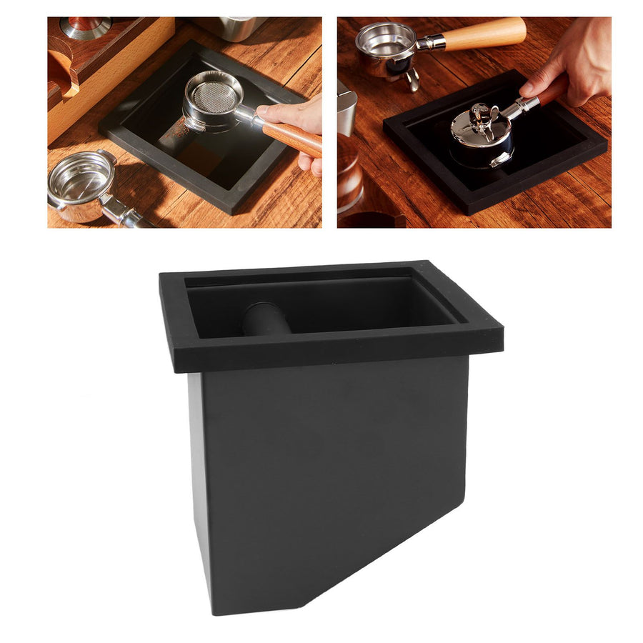 Coffee Knock Box Embedded Bottomless Coffee Knocking Slag Bucket Cafe Bar Powder Grounds Box Black
