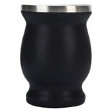 8oz 304 Stainless Steel Gourd Cup Double Layers Vacuum Insulation Cup with Straw Brush Black - Front View