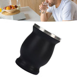 8oz 304 Stainless Steel Gourd Cup Double Layers Vacuum Insulation Cup with Straw Brush Black - Rear View