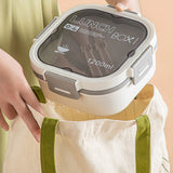 2 Layer Plastic Salad Lunch Box Microwave Safe Salad Lunch Container Portable Fruit Fat Reducing Light Food Picnic Box for Office Workers White, 1200ml - 45-Degree Angle