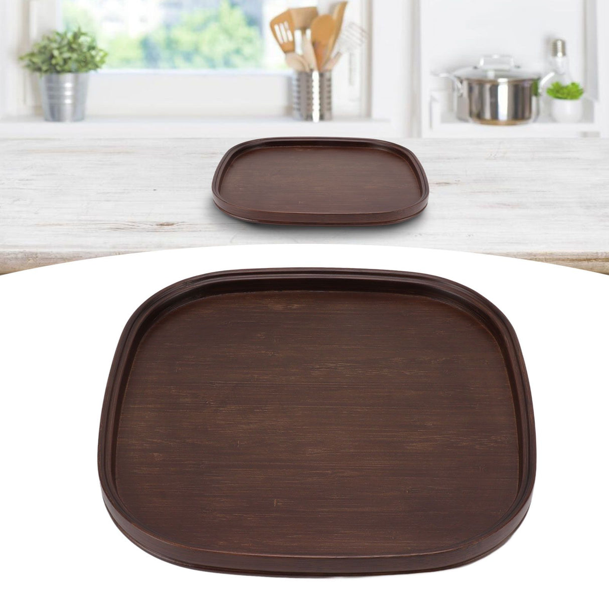 Tea Tray Bamboo Teaboard Refreshment Dried Fruit Teacup Serving Plate Walnut Wood Color L