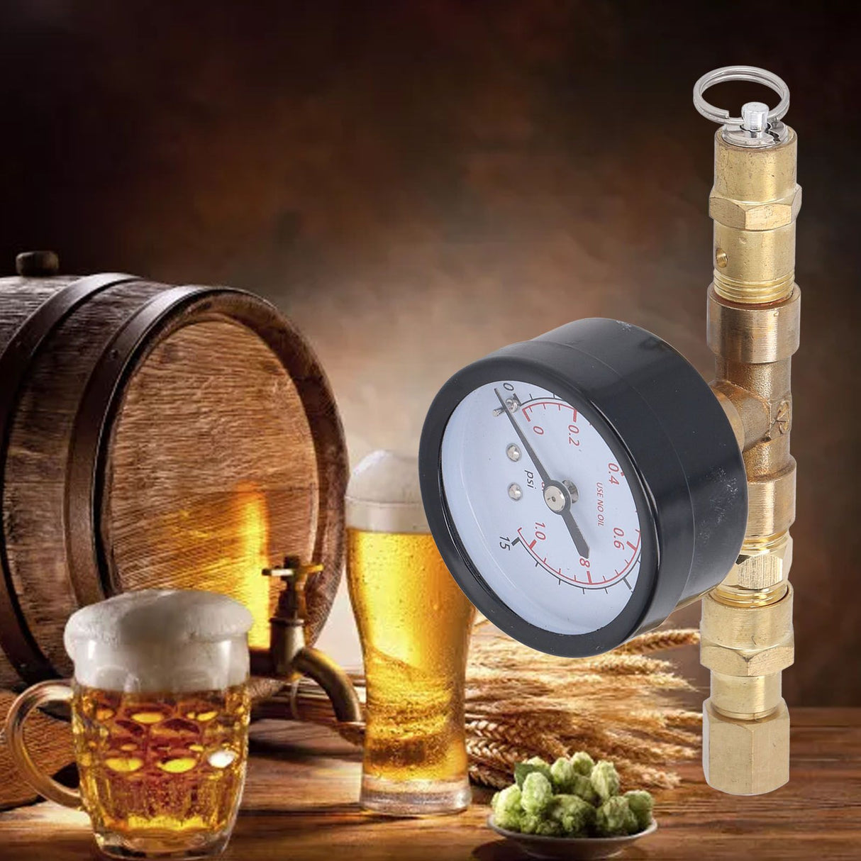 Beer Brew Spunding Valve Adjustable Pressure Relief Valve with Ball Lock Beer Brewing Equipment