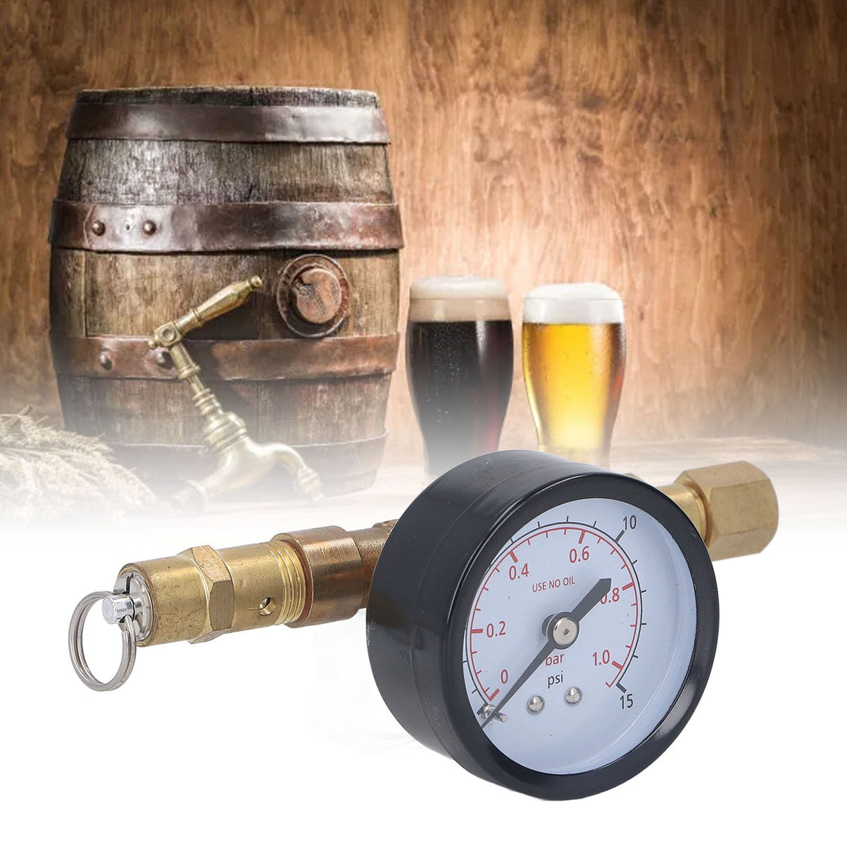 Beer Brew Spunding Valve Adjustable Pressure Relief Valve with Ball Lock Beer Brewing Equipment