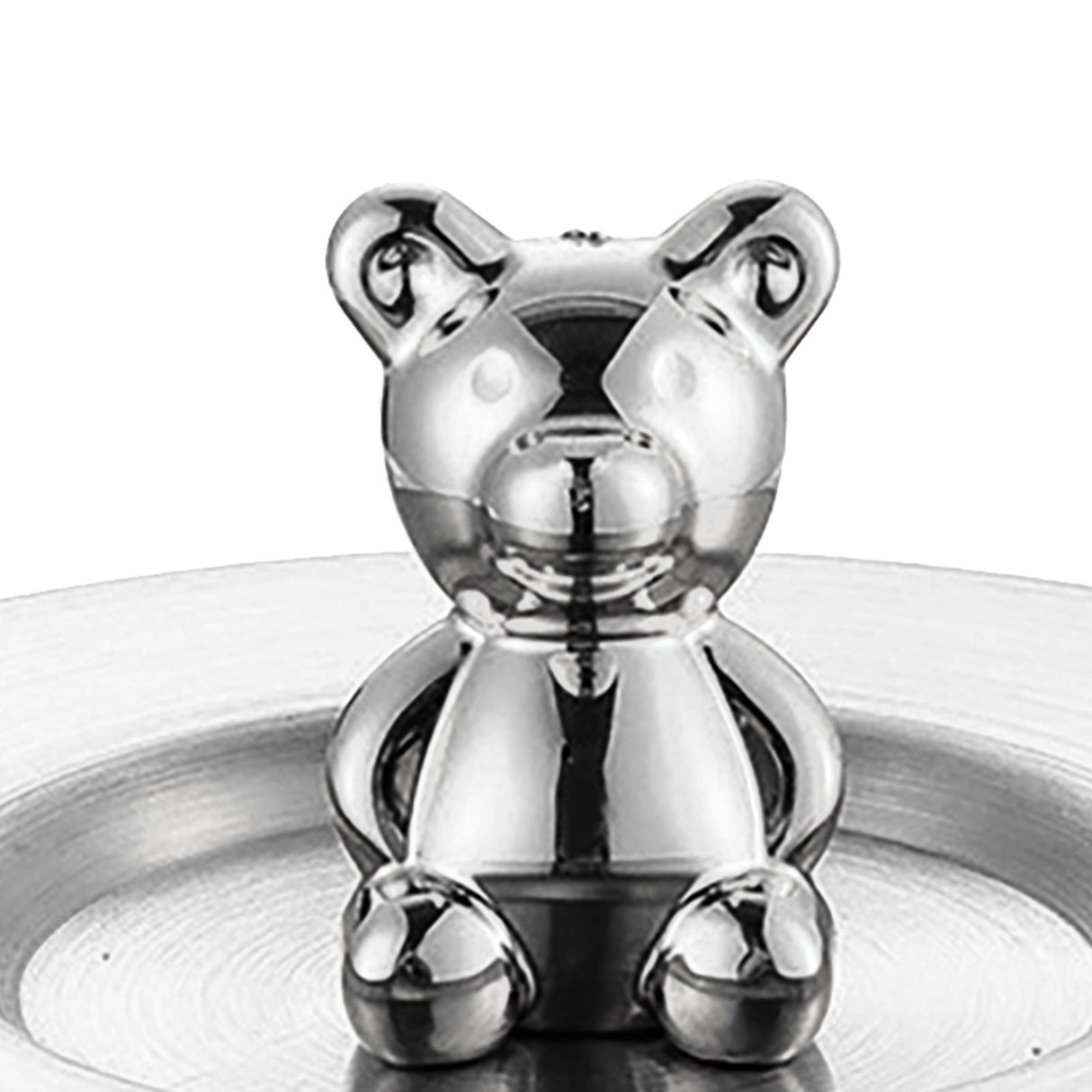 Cute Bear Cup Cover Stainless Steel Dustproof Rounded Edges Glossy Surface Artistic Cup Lid for Mug Glass Cup Silver