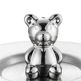Cute Bear Cup Cover Stainless Steel Dustproof Rounded Edges Glossy Surface Artistic Cup Lid for Mug Glass Cup Silver