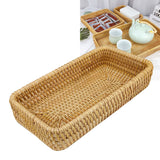Rattan Tray Tabletop Organization Hand Woven Snack Storage Basket Multifunctional Serving Tray S - Rear View