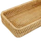 Rattan Tray Tabletop Organization Hand Woven Snack Storage Basket Multifunctional Serving Tray S - Low Angle