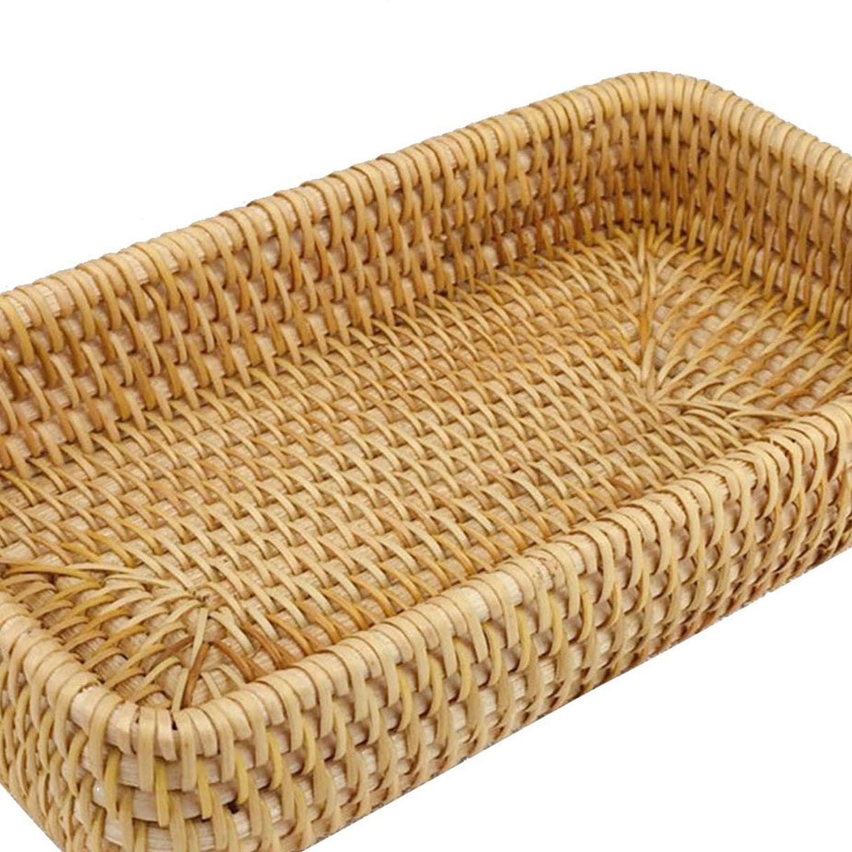Rattan Tray Tabletop Organization Hand Woven Snack Storage Basket Multifunctional Serving Tray S