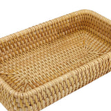 Rattan Tray Tabletop Organization Hand Woven Snack Storage Basket Multifunctional Serving Tray S