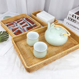 Rattan Tray Tabletop Organization Hand Woven Snack Storage Basket Multifunctional Serving Tray S - Extra Image