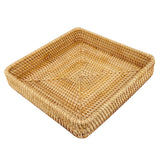 Rattan Tray Tabletop Organization Hand Woven Snack Storage Basket Multifunctional Serving Tray M - Front View
