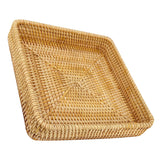 Rattan Tray Tabletop Organization Hand Woven Snack Storage Basket Multifunctional Serving Tray M