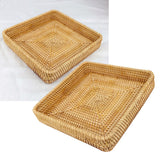 Rattan Tray Tabletop Organization Hand Woven Snack Storage Basket Multifunctional Serving Tray M
