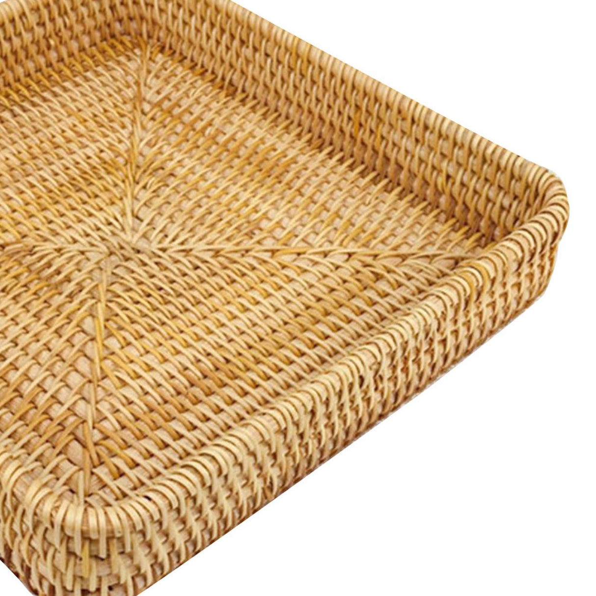 Rattan Tray Tabletop Organization Hand Woven Snack Storage Basket Multifunctional Serving Tray M