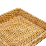 Rattan Tray Tabletop Organization Hand Woven Snack Storage Basket Multifunctional Serving Tray M - Low Angle