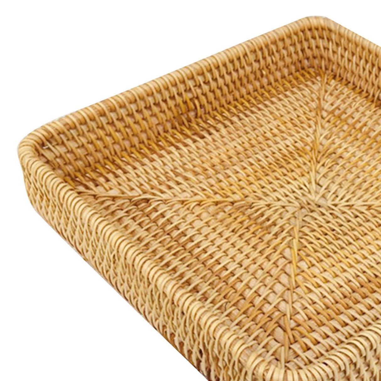 Rattan Tray Tabletop Organization Hand Woven Snack Storage Basket Multifunctional Serving Tray M