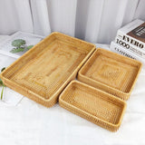 Rattan Tray Tabletop Organization Hand Woven Snack Storage Basket Multifunctional Serving Tray M - Extra Image
