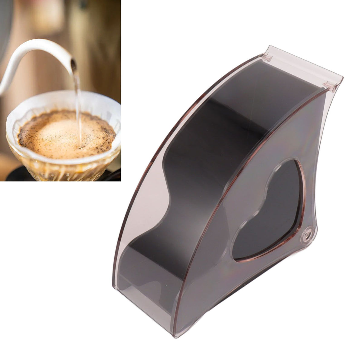 Coffee Filter Holder Storage Coffee Filter Paper Dispenser Rack with Dustproof Cover for Cafe Office Black