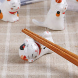 5Pcs Chopstick Racks Ceramic Cat Tableware Rest Mini Ceramic Kitten Ornaments Japanese Style - Rear View