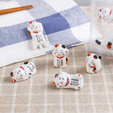 5Pcs Chopstick Racks Ceramic Cat Tableware Rest Mini Ceramic Kitten Ornaments Japanese Style - Extra Image