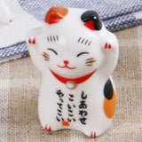 5Pcs Chopstick Racks Ceramic Cat Tableware Rest Mini Ceramic Kitten Ornaments Japanese Style
