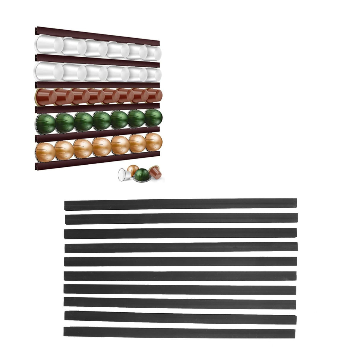 Coffee Capsule Strip Storage Organizing Wall Mounted Coffee Pod Holder Strip for Counter Kitchen Adhesive Magnet Black