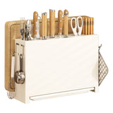 Kitchen Knife Drying Holder Integrated Chopsticks Cutting Board Storage Rack Organizer White