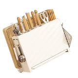 Kitchen Knife Drying Holder Integrated Chopsticks Cutting Board Storage Rack Organizer White - Side View
