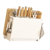 Kitchen Knife Drying Holder Integrated Chopsticks Cutting Board Storage Rack Organizer White - Top-Down View