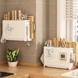 Kitchen Knife Drying Holder Integrated Chopsticks Cutting Board Storage Rack Organizer White - Rear View