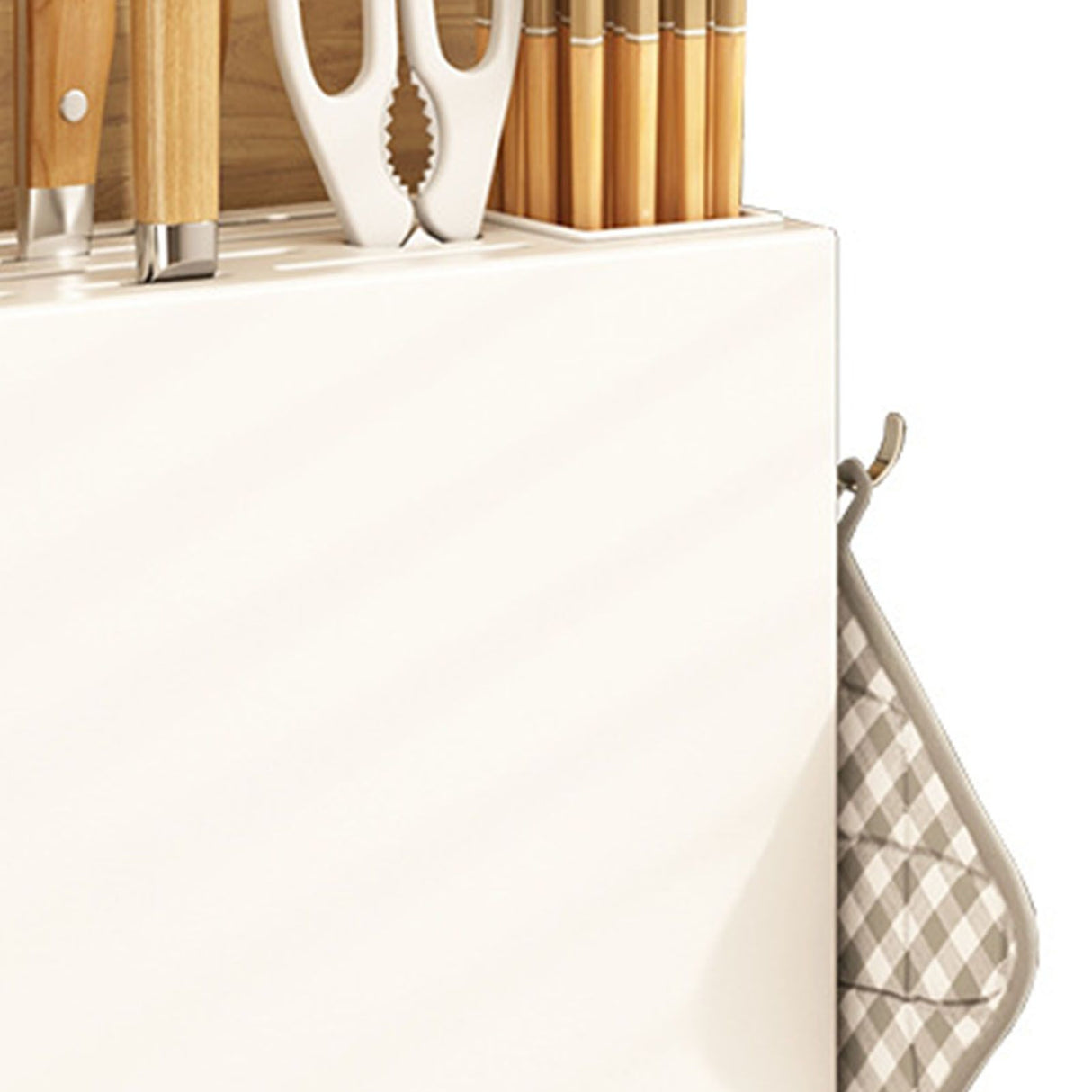 Kitchen Knife Drying Holder Integrated Chopsticks Cutting Board Storage Rack Organizer White