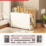 Kitchen Knife Drying Holder Integrated Chopsticks Cutting Board Storage Rack Organizer White