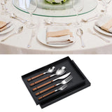 Tableware Cutlery Set Stainless Steel Dinner Knives Forks Spoons Eating Utensils High Hardness Flatware Set Wood Grain Handle - 45-Degree Angle