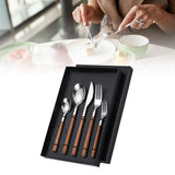 Tableware Cutlery Set Stainless Steel Dinner Knives Forks Spoons Eating Utensils High Hardness Flatware Set Wood Grain Handle