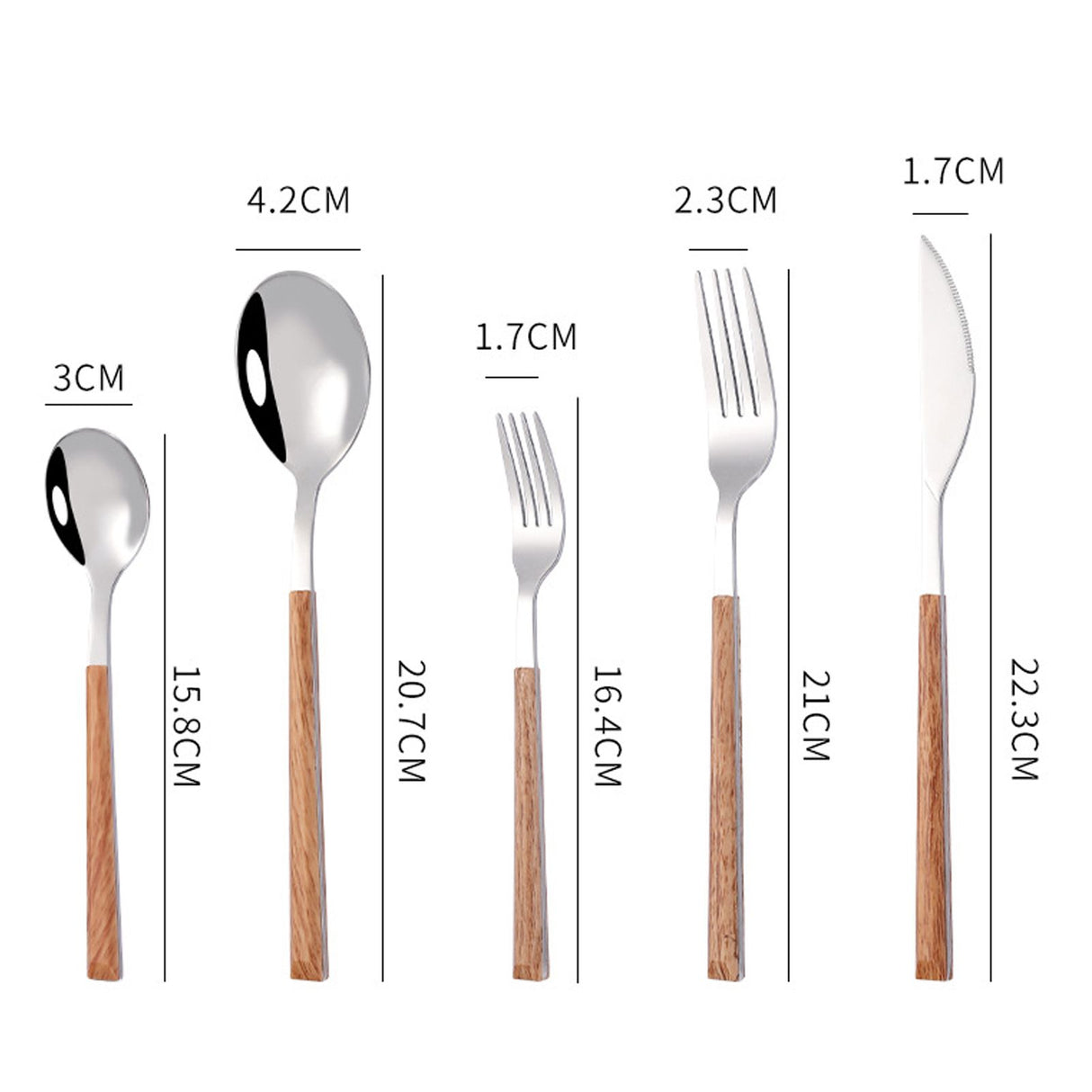 Tableware Cutlery Set Stainless Steel Dinner Knives Forks Spoons Eating Utensils High Hardness Flatware Set Wood Grain Handle