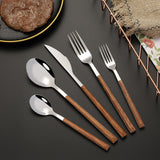 Tableware Cutlery Set Stainless Steel Dinner Knives Forks Spoons Eating Utensils High Hardness Flatware Set Wood Grain Handle - Extra Image