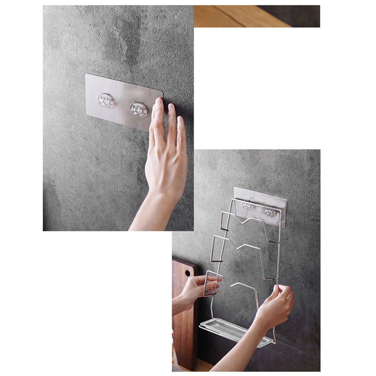 Wall Mounted Pot Lid Rack 3 Layers Multifunction Stainless Steel Lid Holder Chopping Board Storage Rack for Kitchen